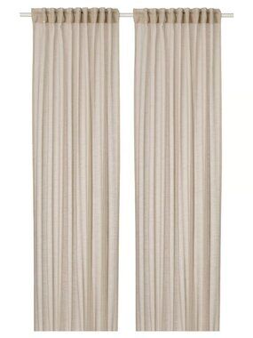 HALLEBRACKA Sheer curtains, 1 pair, light beige/with heading tape 57"x98"